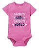 Zeezeezoo 100% Cotton Fathers Day Theme Half Sleeves Daddys Girl Daddys World Text Printed Onesie - Pink