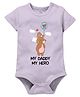 Zeezeezoo 100% Cotton Fathers Day Theme Half Sleeves My Daddy My Hero Text Printed Romper - Lavender