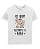 Zeezeezoo 100% Cotton Fathers Day Theme Half Sleeves My Heart Belongs To Papa Text Printed Tee - White
