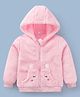Mark & Mia Full Sleeves Hooded Fur Sweatjacket with Patch Detailing & Kangaroo Pocket - Pink
