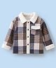 Mark & Mia Full Sleeves Checkered Jacket with Patch Pocket & Fur - Navy Blue