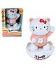 Kids Mandi  Silicon Cute Roly Poly Kitty Toy - Adorable Cat Gifts for Kids, Fun Accessories, Birthday Party Favors, School Supplies, Animal Lovers - White & Pink
