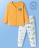 Babyoye Cotton Modal Super Soft Full Sleeves Front Open Thermal Inner Wear Set With Explore Text Print - Yellow