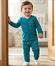 Babyoye Cotton Modal Super Soft Full Sleeves Front Open Thermal Inner Wear Set with Airplane Print - Teal Blue