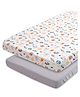 SOVANA 210TC Cotton Sateen Fitted Crib/Cotsheet Set of 2 - Pets of the Galaxy + Purple