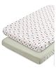 SOVANA 210TC Cotton Sateen Fitted Crib/Cotsheet Set of 2  - Ferns & Roses + Green