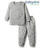 Babyoye Cotton Knit Full Sleeves Thermal Inner Wear Set with Jungle Theme Print - Grey