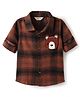 Bonfino Cotton Woven Full Sleeves Checks Shirt With Bear Applique - Brown