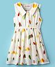 Kookie Kids Poplin Woven Sleeveless Collar Neck Dress with Hearts Print - White
