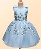 Bluebell Tissue Woven Sleeveless Party Dress With Floral Embroidery & Applique - Light Blue