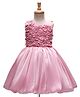 Bluebell Tissue Woven Sleeveless Party Dress With Floral Corsage - Pink