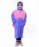 Viva Rainwear PVC Full Sleeves Colour Blocked Hooded Raincoat - Violet & Pink