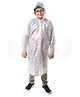 Viva Rainwear PVC Full Sleeves Dew Drops Designed Transparent Hooded Raincoat - White
