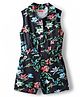 Babyhug Cotton Knit Sleeveless Collar Neck Jumpsuit with Floral Print - Black