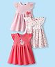 Babyhug 100% Cotton Sleeveless Striped Floral & Birds Printed Frocks Pack Of 3 - Red & White