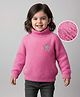 Babyhug Knit Full Sleeves Extra Soft Hairy Eyelash Yarn Turtle Neck Pullover Sweater with Star Patch Detailing - Pink