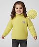 Babyhug Knit Full Sleeves Extra Soft Hairy Eyelash Yarn Turtle Neck Pullover Sweater With Star Patch - Yellow