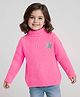 Babyhug Knitted Full Drop Shoulder Sleeves Skivi Sweater With Star Patch - Pink