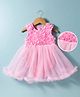 Mark & Mia Woven Sleeveless Frock Style Party Onesie With Floral Applique - Pink