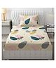 Filymore Flat Single bedsheet Floral Leaf Design bedcover with 1 Pillow Cover 240 TC Soft Microfiber Bedspread for Single Size Bed