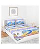 Filymore Kids Elastic fitted Good Night Theam Double bedsheet with two pillow cover made with pure microfiber(colour-Beige)