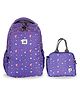 JUSTBAGS Heart-Purple School Bag 24L & Tiffin Bag 6L Combo for Kids. Height 17 Inches & 7 Inches.