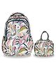 JUSTBAGS Abstract-Cream School Bag 24L & Tiffin Bag 6L Combo for Kids. Height 17 Inches & 7 Inches.