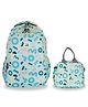 JUSTBAGS Confetti-Mint School Bag 24L & Tiffin Bag 6L Combo for Kids. Height 17 Inches & 7 Inches.