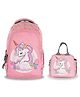 JUSTBAGS Unicorn-Pink School Bag 24L & Tiffin Bag 6L Combo for Kids. Height 17 Inches & 7 Inches.