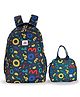 JUSTBAGS Confetti-Navy School Bag 24L & Tiffin Bag 6L Combo for Kids. Height 17 Inches & 7 Inches.