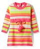 Babyhug Sweater Knit Full Sleeves Striped Woollen Dress - Pink