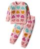 Babyhug Knit Full Sleeves Sweater Set with Heart Design - Pink