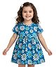 Doodle Poodle Cotton Single Jersey Knit Floral Printed Frock - Blue