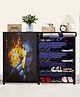 Urban Choice 10-Sheleves Durable Metal Frame Modular Shoe Rack with 100 GSM Fabric in Blue Unique Joker Print