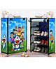 Urban Choice 4-Sheleves Durable Metal Frame Modular Shoe Rack with 100 GSM Fabric in Blue Unique Doraemon Cartoon Print
