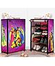 Urban Choice 4-Sheleves Durable Metal Frame Modular Shoe Rack with 100 GSM Fabric in Pink Unique Princess Print