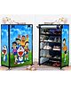 Urban Choice 5-Sheleves Durable Metal Frame Modular Shoe Rack with 100 GSM Fabric in Blue Unique Doraemon Cartoon Print