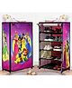 Urban Choice 5-Sheleves Durable Metal Frame Modular Shoe Rack with 100 GSM Fabric in Pink Unique Princess Print