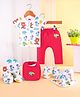 Babyhug 100% Cotton Baby Gift Set With Beach Theme Print - White & Red