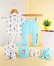Babyhug 100% Cotton Baby Gift Set Pack of 7 - White & Light Blue