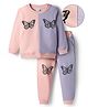 Mark & Mia Full Sleeves Winter Wear Cut & Sew Sweatshirt & Lounge Pant Set with Butterfly Print  - Pink  & Purple