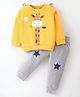 Mark & Mia Fleece Knit Full Sleeves Winter Wear Sweatshirt & Pant Suit With Animal Graphics & Spikes Detailing - Multi Color