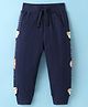 Mark & Mia Fleece Knit Full Length Cut & Sew Lounge Pant With Animal Print - Navy Blue