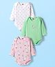 Babyhug 100% Cotton Interlock Knit Full Sleeves Onesies with Ducky & Floral Print Pack of 3 - White Light Green & Pink