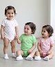 Babyhug 100% Cotton Knit Half Sleeves Onesies With Duck & Floral Print Pack of 3 - Green Pink & White