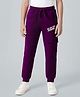 Honeyhap Premium  100% Cotton Knit Full Length Lounge Pant With Bio Finish & Text Print - Plum Purple