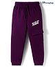Honeyhap Premium  100% Cotton Knit Full Length Lounge Pant With Bio Finish & Text Print - Plum Purple