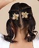 Twisty Locks Bees Applique Detailed Stones Embellished Hair Alligator Clips - Golden