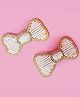 Twisty Locks Bow Designed & Beaded Hair Clips - White
