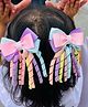 Twisty Locks Ribbons Detailed Bow Designed Hair Clips - Multi Colour